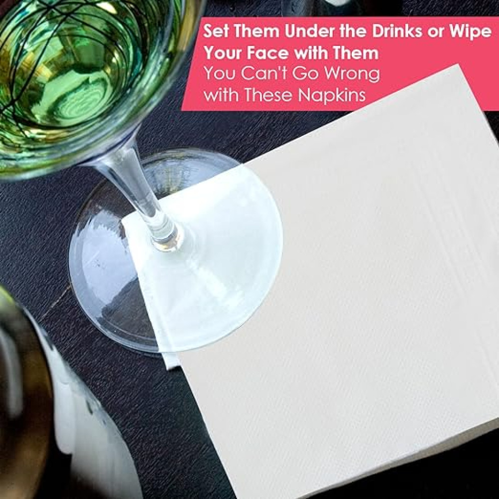 Feather's Naturally White Cocktail Napkin Super Strong & More Absorbent 2Ply Extra Soft Tissue with 50 pulls (Large, Pack of 5, 300X300mm)