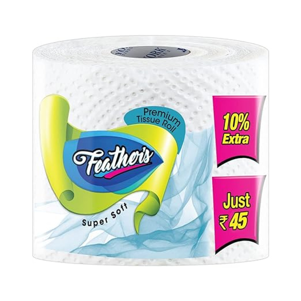 Feather's 2 Ply Toilet Tissue Roll Ultra-soft with 275 Pulls (Pack of 4)